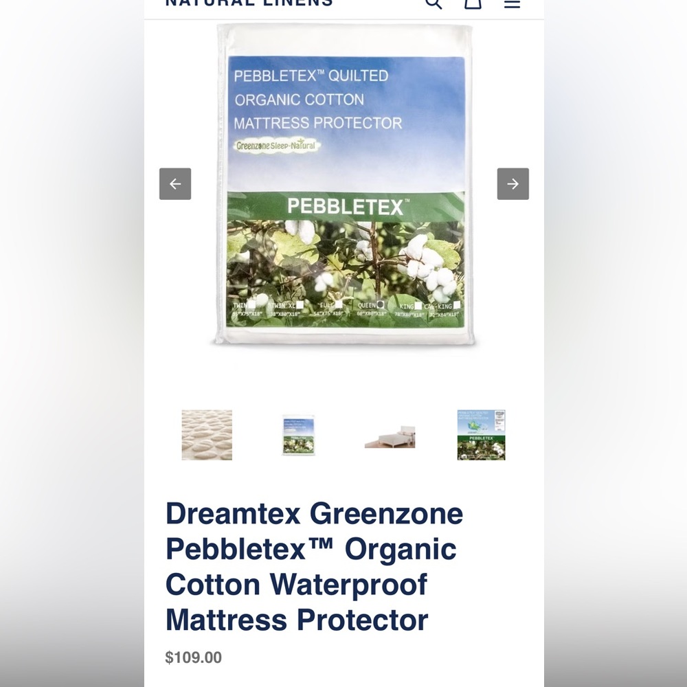 PEBBLETEX™ QUILTED
ORGANIC COTTON
MATTRESS PROTECTOR
GreenzoneSleep-Nafural